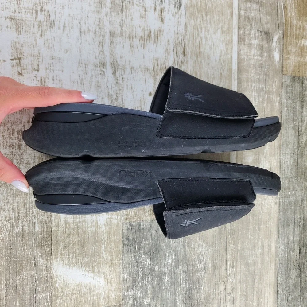 Kuru Moment Mens Slide Sandals Sz 11 M Jet Black Storm Gray Platform Slip On